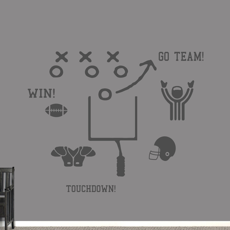 Décalcomanie murale ensemble de football Hedgepeth, Gris foncé