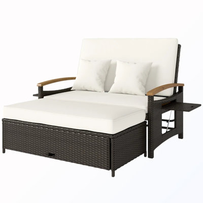 Chaise longue 4 en 1 avec coussin et dossier réglable