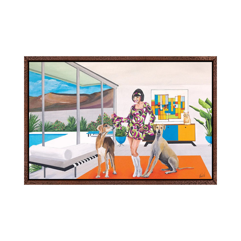 Debbie Does Disco - Print on Canvas, 66.04 cm H x 45.72 cm W, Classic Brown Wood Framed