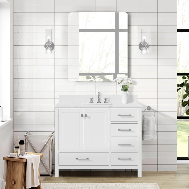 Meuble-lavabo simple 42 po Cholena, Blanc