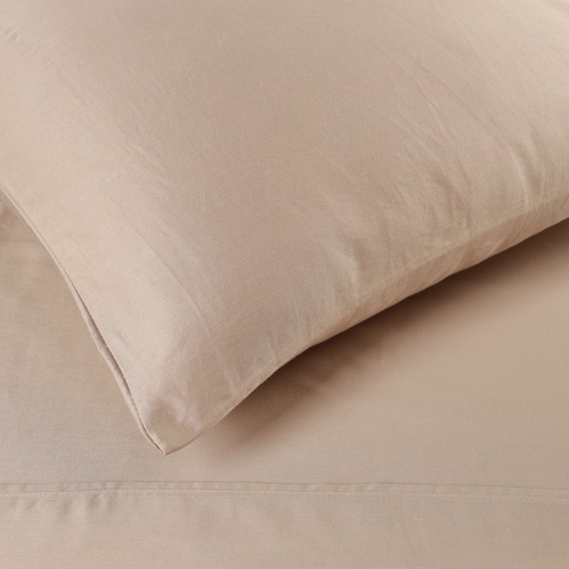 Superior 300 Thread Count Egyptian Cotton Blend Solid Pillowcases Set, Standard, Tan
