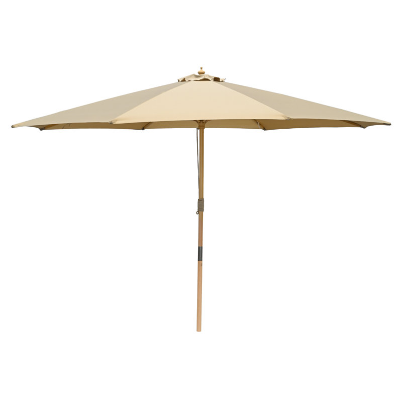 Parasol de patio extérieur avec poteau en bois de hêtre allemand, Tanné