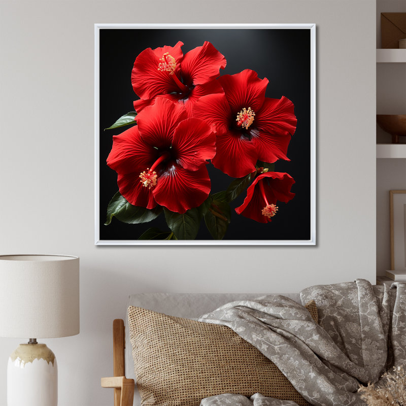 Hibiscus tropical II - Hibiscus, Cadre flottant blanc, H 16 po x l 16 po x P 1 po