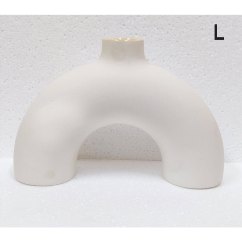 Vase de table en céramique fabriqué à la main Aydric, Blanc brillant / mat
