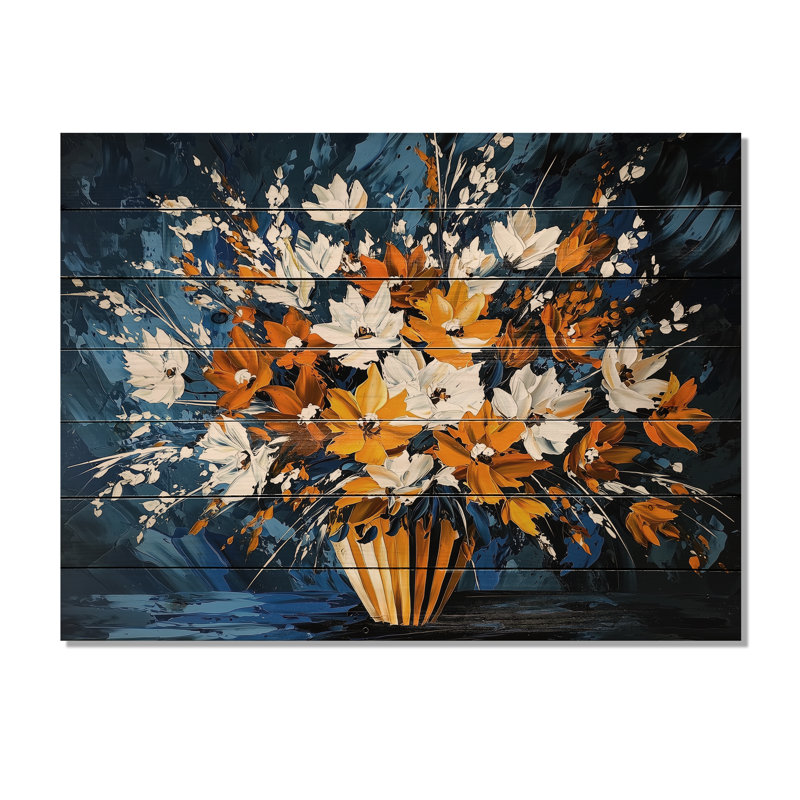 Décoration murale sur bois de pin naturel Country Bloom Floral - Botanicals, H 34 po x l 44 po