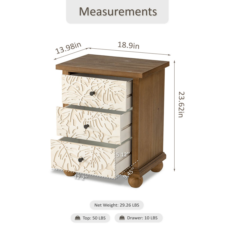 Table de chevet 3 tiroirs Marro