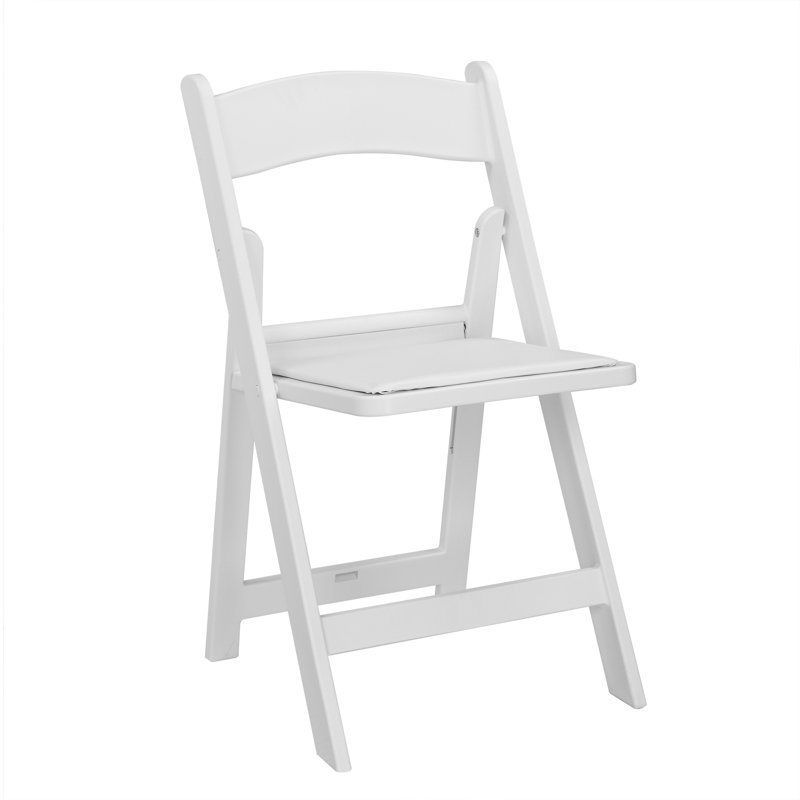 Chaise pliante simple rembourrée en plastique noir, Blanc