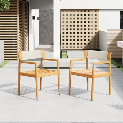 Table de salle à manger d'extérieur en bois d'acacia tressé avec accoudoirs Creative