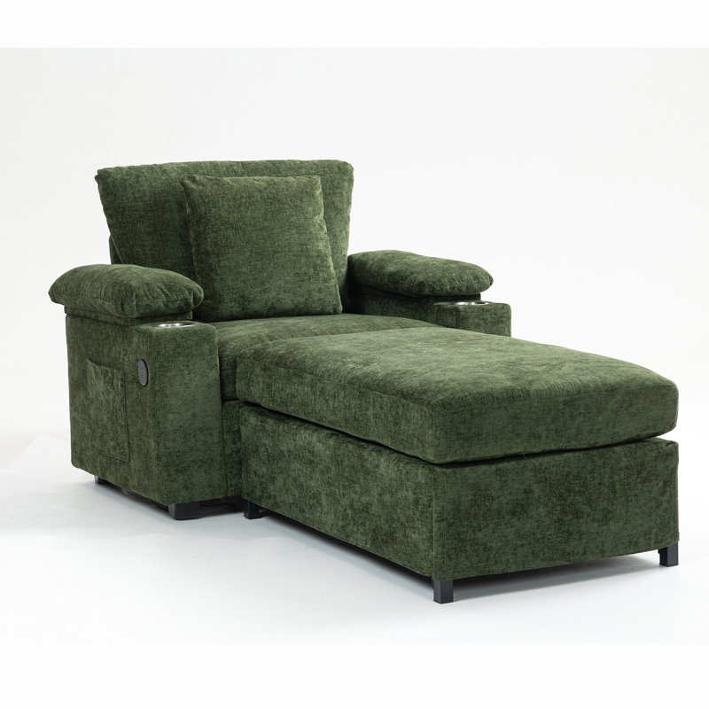 Lit en chenille confortable avec coussin en éponge - chaise en tissu. Porte-gobelets. Pour salon, chambre à coucher, appartement