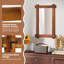 Miroir mural incassable avec cadre en bois d'acacia et design de rivet rétro-1398858005