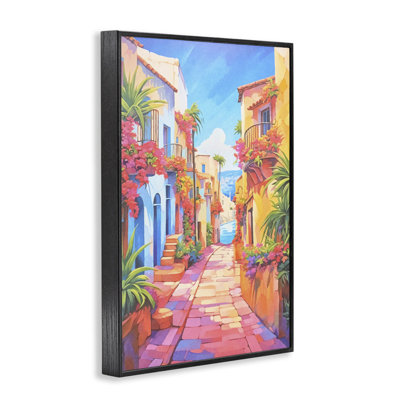 Art méditerranéen encadré par Giclée par Andrea Haase, H 18 po x l 12 po, Noir
