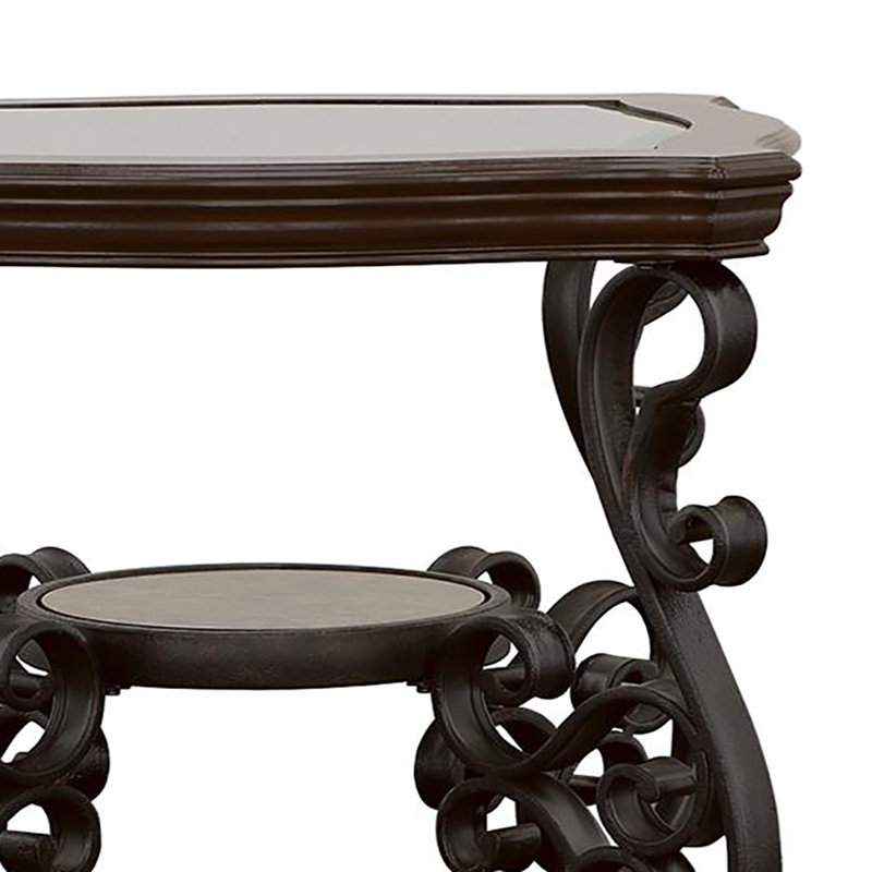 Table de bout avec tablette inférieure Lucious Merlot foncé et transparent