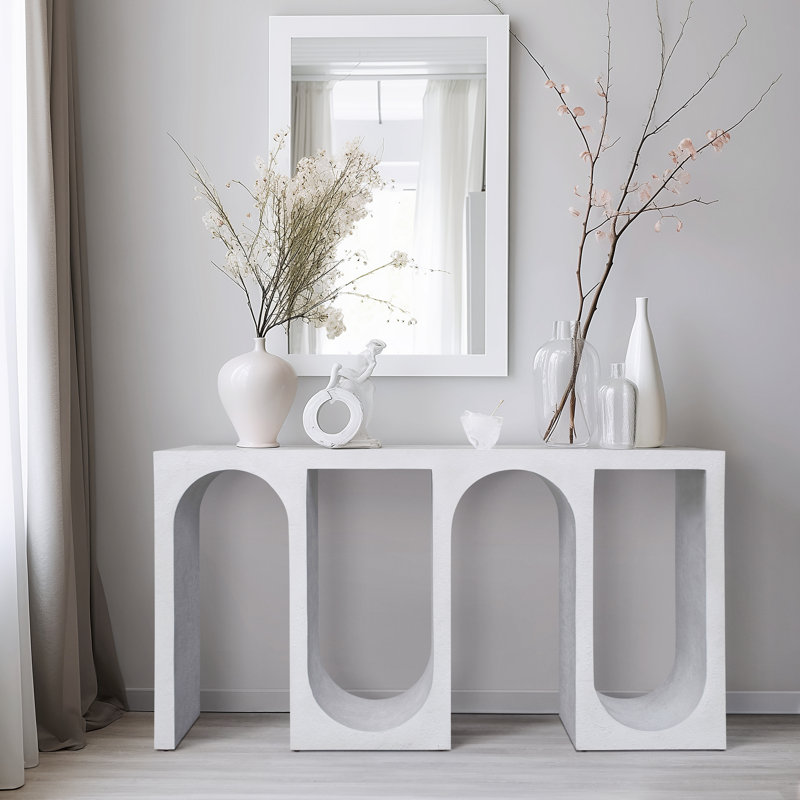 Canning 55" Wood Console Table with Cement Texture