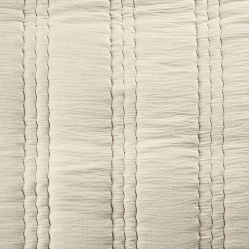 Courtepointe très grande / très grande gaze naturelle - 3 pièces avec rembourrage doux et taies décoratives, matelassage en forme de canal, style froissé, étiquette de peau avec motif, facile à nettoyer