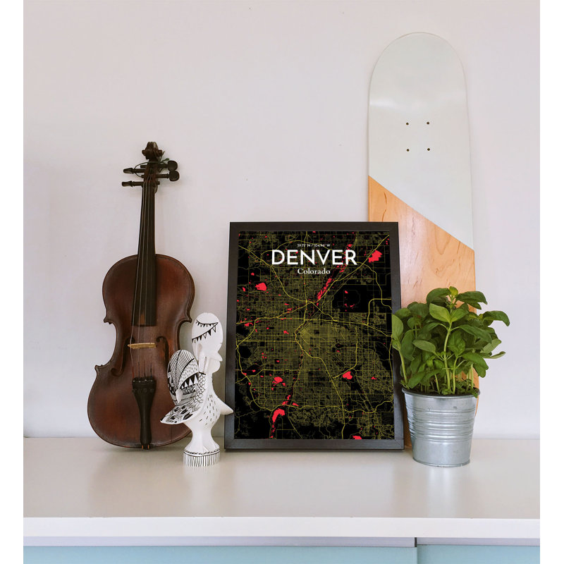 Denver City Map 1 Piece Wall Art, 70cm H x 50cm W x 0.1cm D