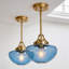 Luminaire suspendu pour îlot de cuisine 1 lumière à intensité variable en verre bleu moderne à hauteur réglable (ensemble de 2)
