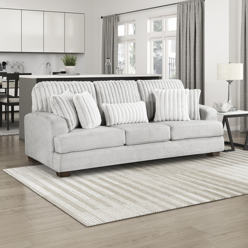 Soliz 95.5" Track Arms Textured Microfiber Sofa