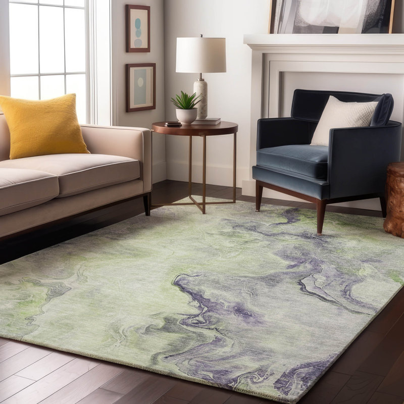Premium Machine Washable Slesnick AMF1680 Abstract Rug, Rectangle 5' x 7'6"