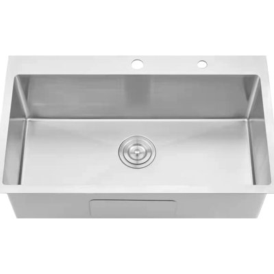 Stain 30 In Drop-In Kitchen Sink With Large Capacity & 3.5" Drain Rust Stainless Steel Basket Strainer Extra Basin