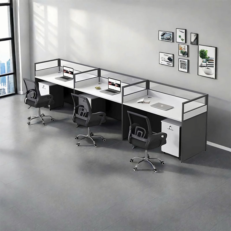 Rectangle 3 Person Benching Workstation with Cable