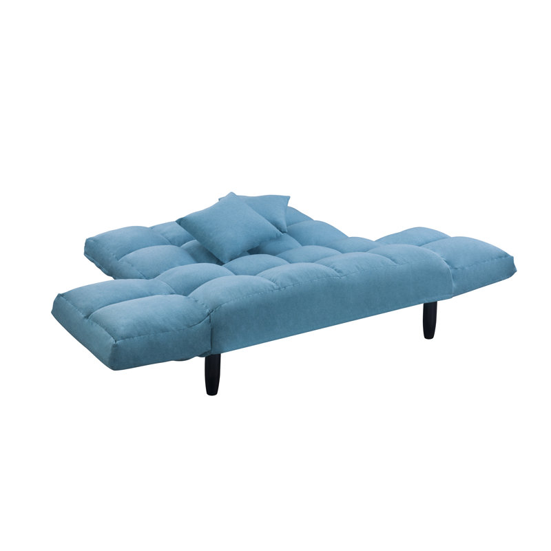 Canapé-lit à accoudoirs arrondis 55 po Sirugo, Mélange de polyester bleu