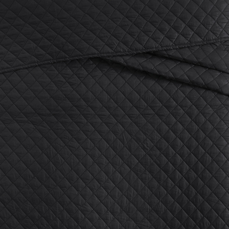 Ensemble de courtepointe en coton, Courtepointe pour simple TG + 1 taie décorative s, Noir