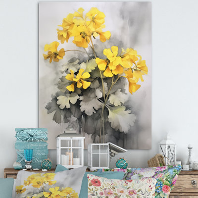 «Yellow and Grey Geraniums Bouquet I», reproduction sur toile
