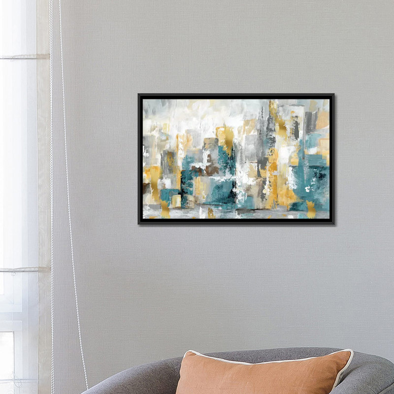 « City Views I », reproduction sur toile, H 18 po x l 26 po x p 1,5 po, Toile avec cadre flottant noir, Pas de tapis