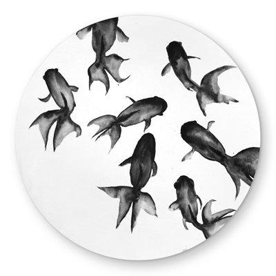 Small Black Fishes - Round Outdoor Area Rug for Home Decor