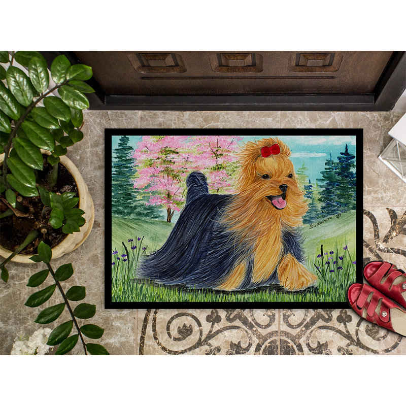 Tapis de porte d’intérieur anti-dérapant yorkie, Rectangle 1 pi 6 po x 2 pi 3 po