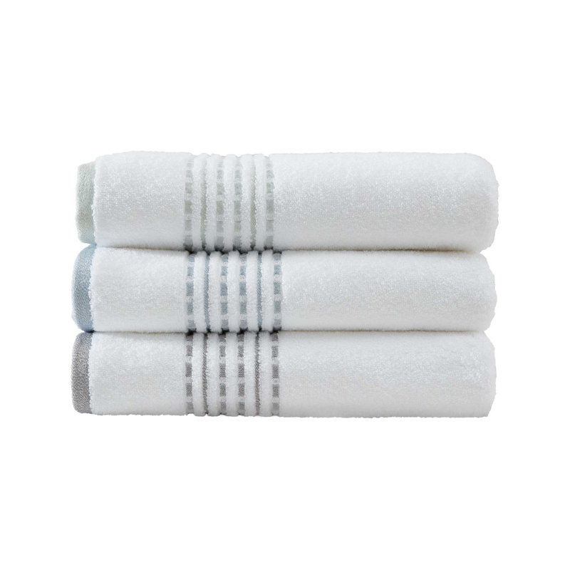 Ensemble de serviettes 3 pièces en coton Tommy Bahama, Blanc / Gris