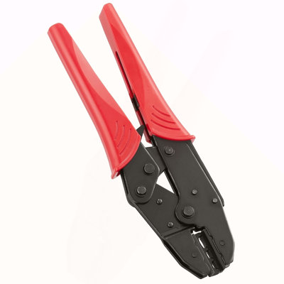 Ratcheting Crimping Tool Set For Insulated Electrical Connectors AWG22-10 with Wire Stripper and 210pcs Heat Shrink Tubes Labor-Saving Ratcheting Wire Crimp Pliers