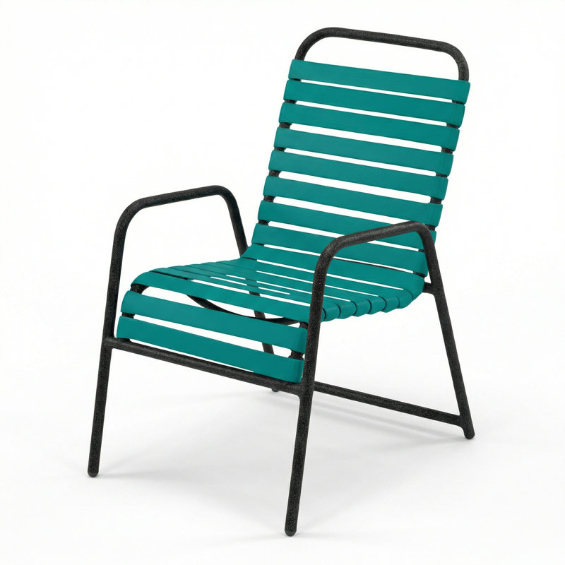 Chaise avec accoudoirs, Sangle vert jade / granit
