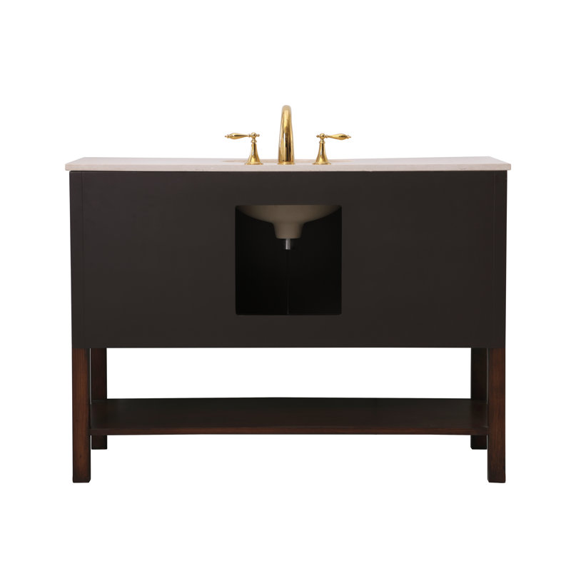 Amyra 48'' Brown Single Bathroom Vanity with Cream Marble Top