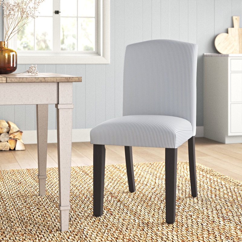 Chaise parsons en coton Julia, Bleu rayé BCBG, Noir