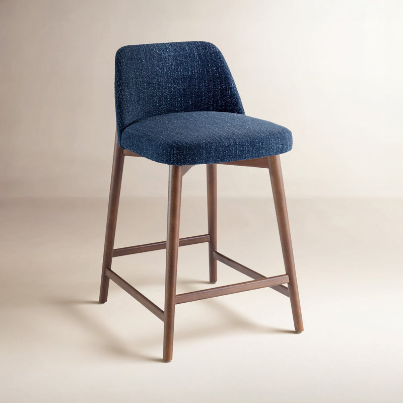 Nikita Tonia Bar/Counter Stool, Counter Stool (25.5" Seat Height), Blue Mix/Nogal