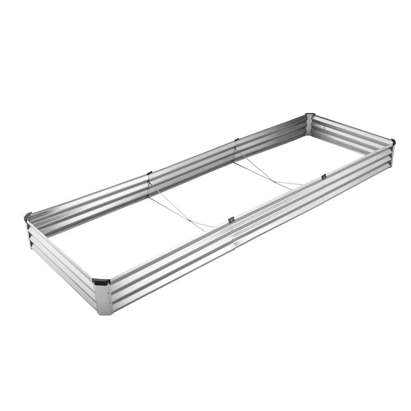 Metal Raised Garden Bed 12x4x1 ft Outdoor Galvanized Planter Box Silver