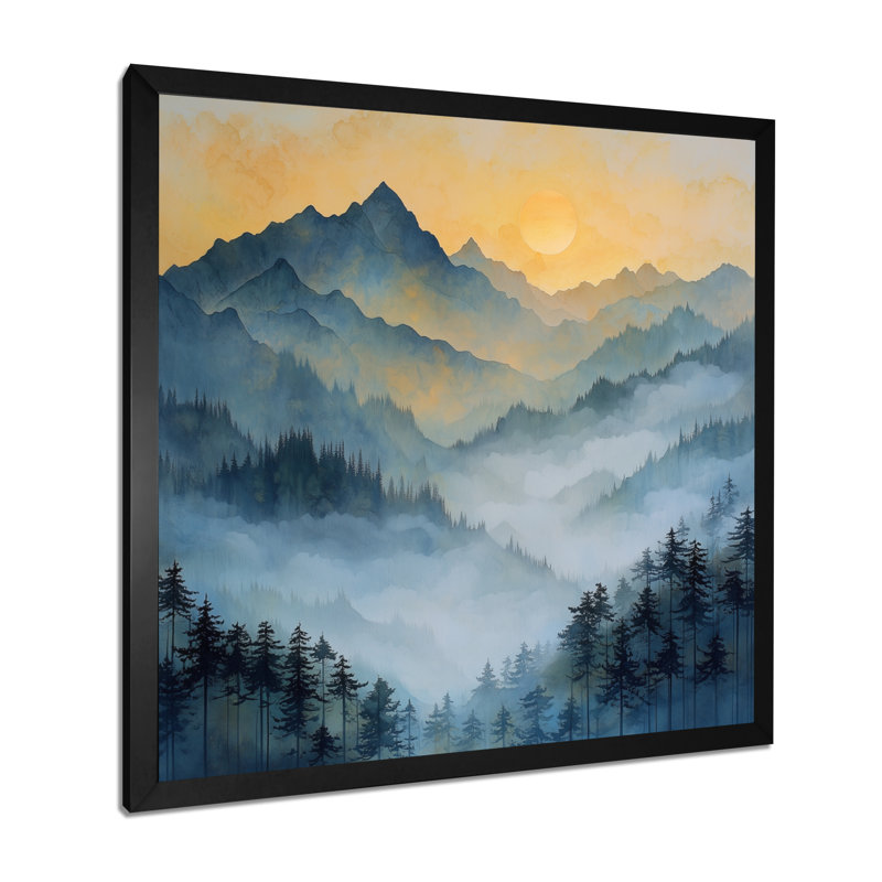 Gercas Misty Mountain Sunrise I - montagnes, art mural, Reproduction encadrée d'une seule photo, Noir, noir, noir, noir