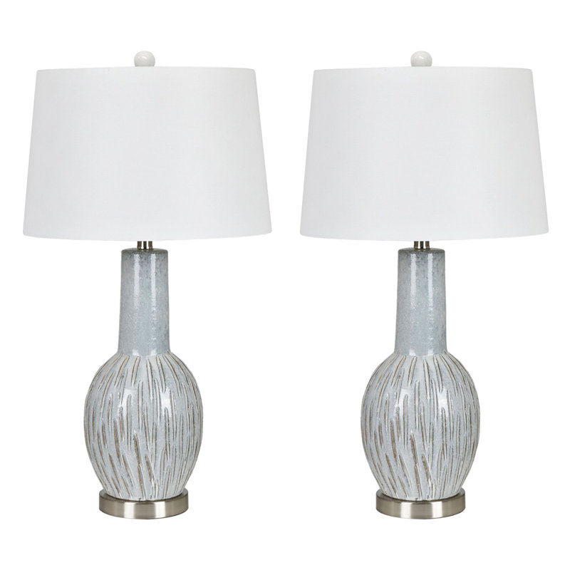 29.75" Ceramic Table Lamp With White Shade