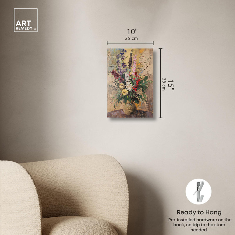 Wildflower Vase Abstract Canvas Wall Art, 15" x 10"