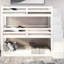White Separate Model Triple Bunk Bed With Twin Size & Storage Facility In - Compartment Stable