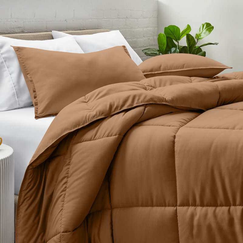 Soft All Season Comforter Set, Twin Comforter + 1 Standard Sham, Caramel