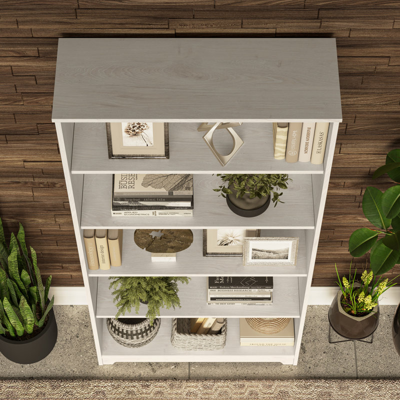 Tall 5 Shelf Bookcase in Linen White Oak, White Oak