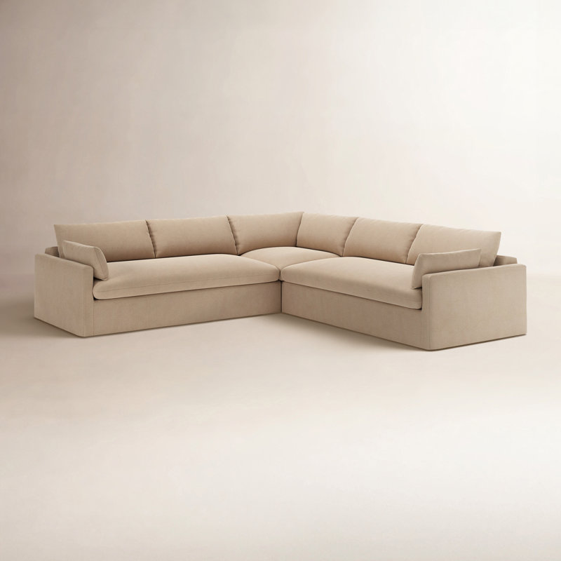 Canapé modulaire 3 pièces Luna, Velours performance pain grillé Bella