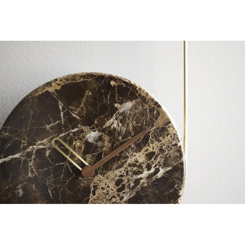 Eslabon Marble Wall Clock, Emperador Marble/Brass
