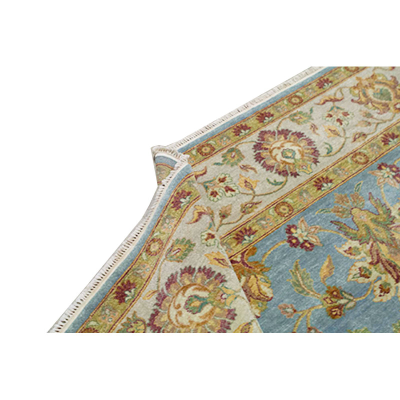 Wool Floral Area Rug in Blue/Ivory