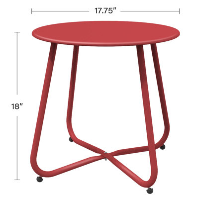 Petite table d'appoint ronde de 45 cm (18 po), table de chevet extérieure en métal avec pieds en X, pieds réglables pour patio, balcon, salon, chambre