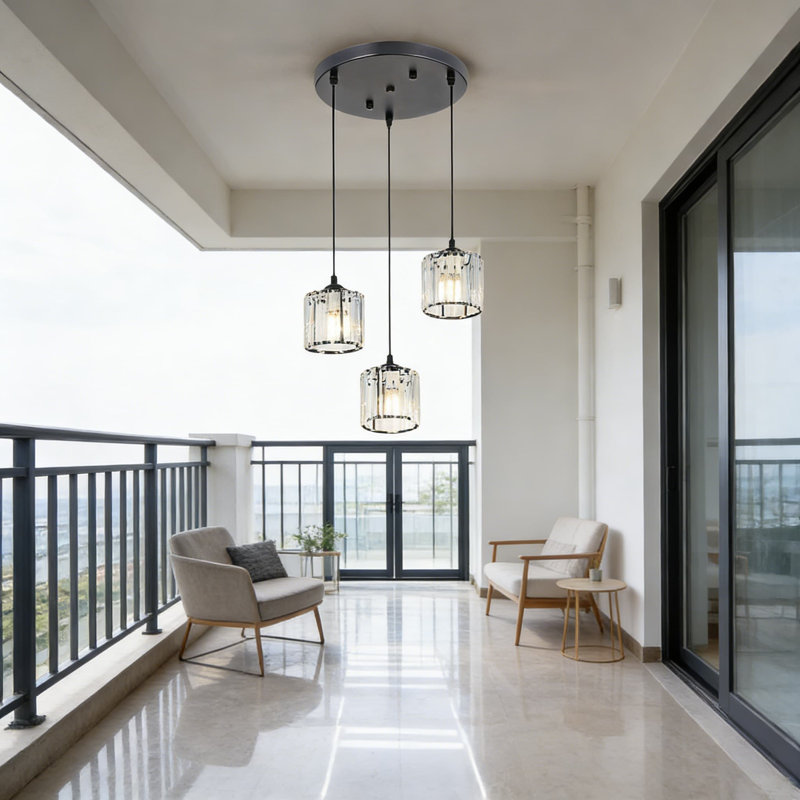 Luminaire suspendu moderne à grappe de cristal réglable avec ampoules à DEL à intensité variable pour îlot de cuisine, salle à manger, salon et vestibule