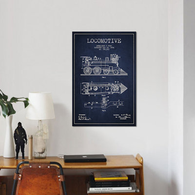 " Ethelbert T. Ford Locomotive Pattern Sketch (Navy Blue) " by Aged Pixel