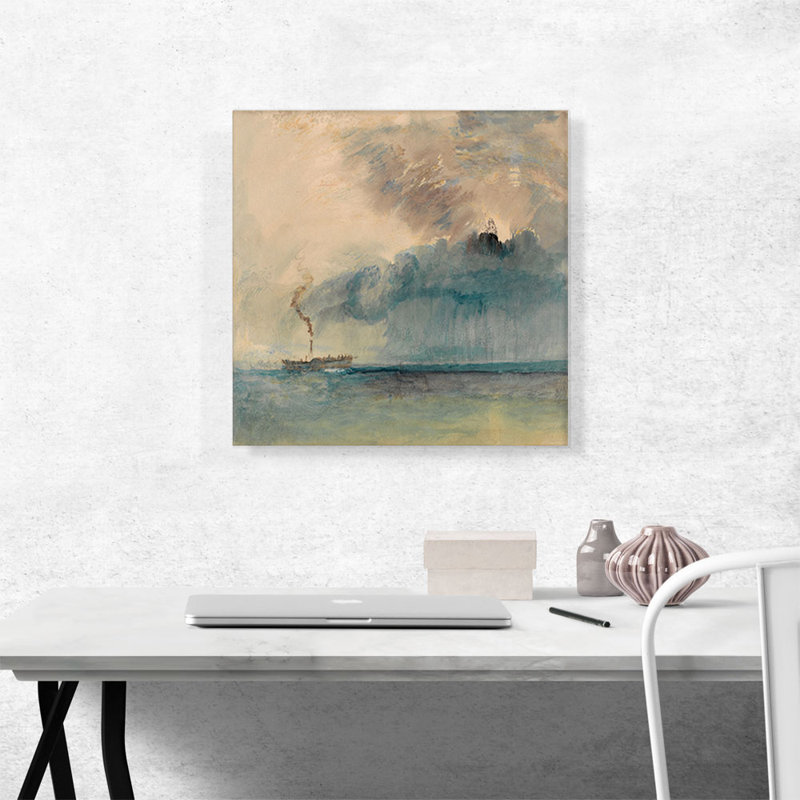 «A Paddle-Steamer in a Storm» par J. M. W. Turner, reproduction d'art sur toile tendue, 18'' H x 18'' W x 1.5'' D